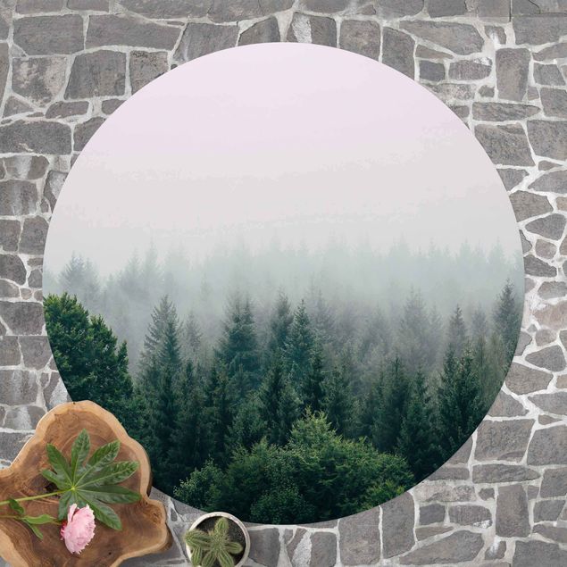 Moderne Teppiche Wald im Nebel Dämmerung