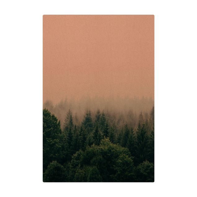 Kork-Teppich - Wald im Nebel Dämmerung - Hochformat 2:3