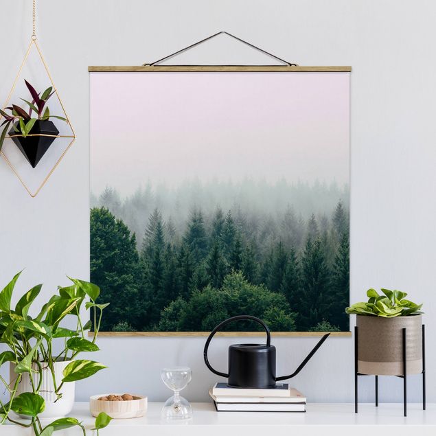 Wandbilder Wald im Nebel Dämmerung