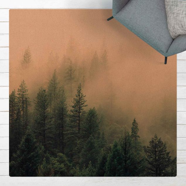 Teppich modern Wald im Nebel Erwachen