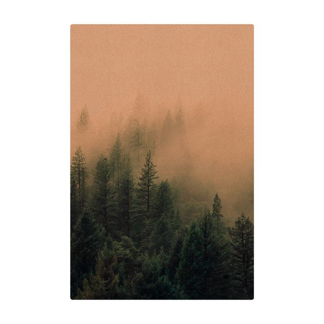 Kork-Teppich - Wald im Nebel Erwachen - Hochformat 2:3