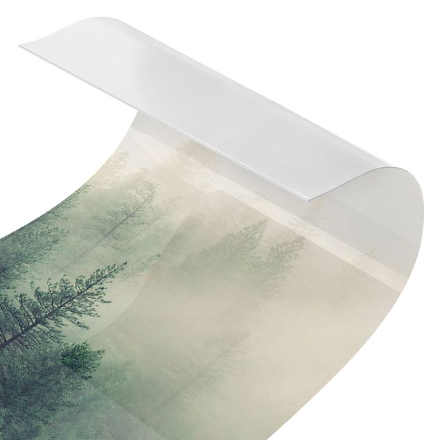 Duschrückwand - Wald im Nebel Erwachen