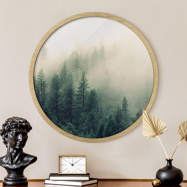 Moderne Bilder mit Rahmen Wald im Nebel Erwachen