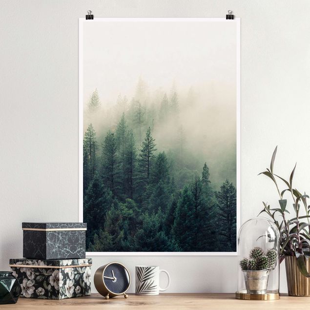 XXL Poster Wald im Nebel Erwachen