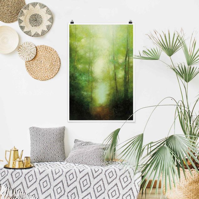 Poster Wald Waldspaziergang im Nebel