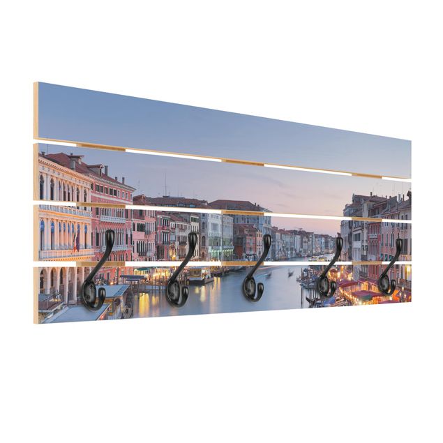 Wandgarderobe Holz - Abendstimmung auf Canal Grande in Venedig