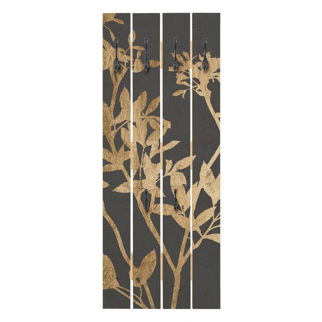 Garderobe mit Motiv Goldene Blätter auf Mokka II