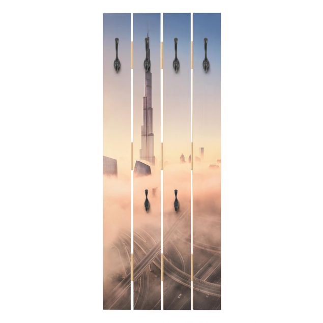Wandgarderobe Holz - Himmlische Skyline von Dubai