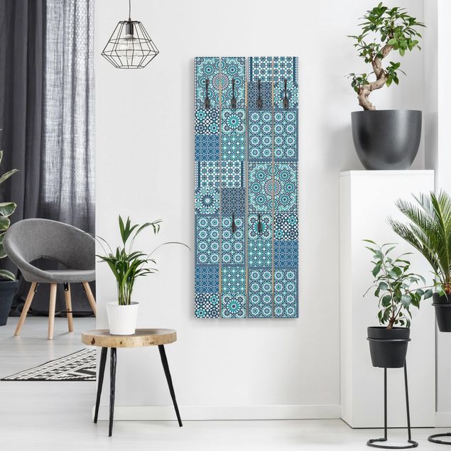 Garderobe Muster Marokkanische Mosaikfliesen türkis blau
