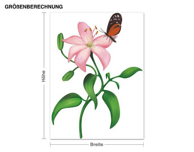 Wandsticker Lilie mit Schmetterling