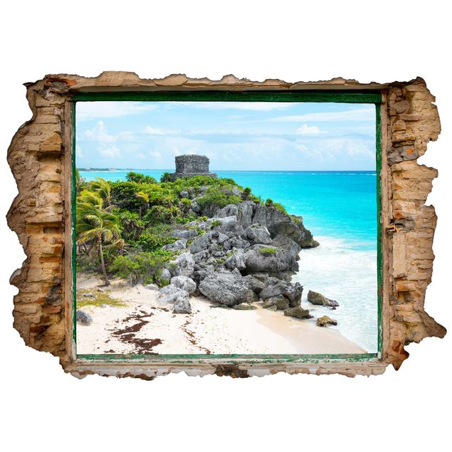 Wandtattoo Pflanzen Karibikküste Tulum Ruinen