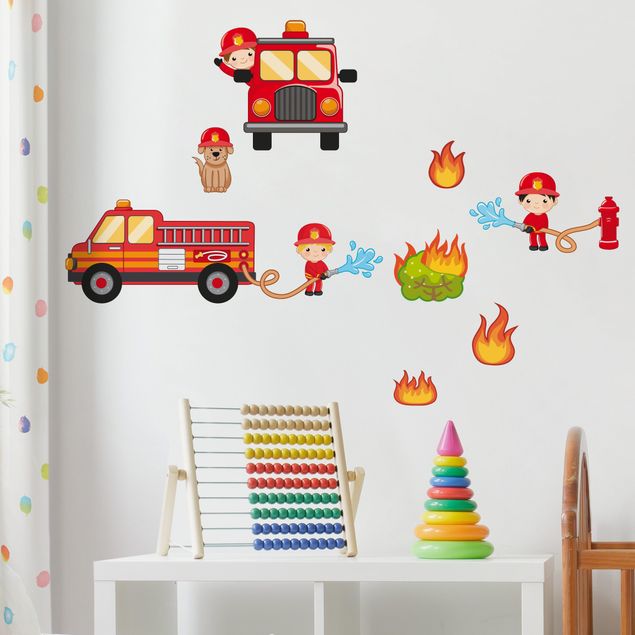 Feuerwehr  Wandtattoo für das Kinderzimmer  mit dem Namen des Kindes nur hier!