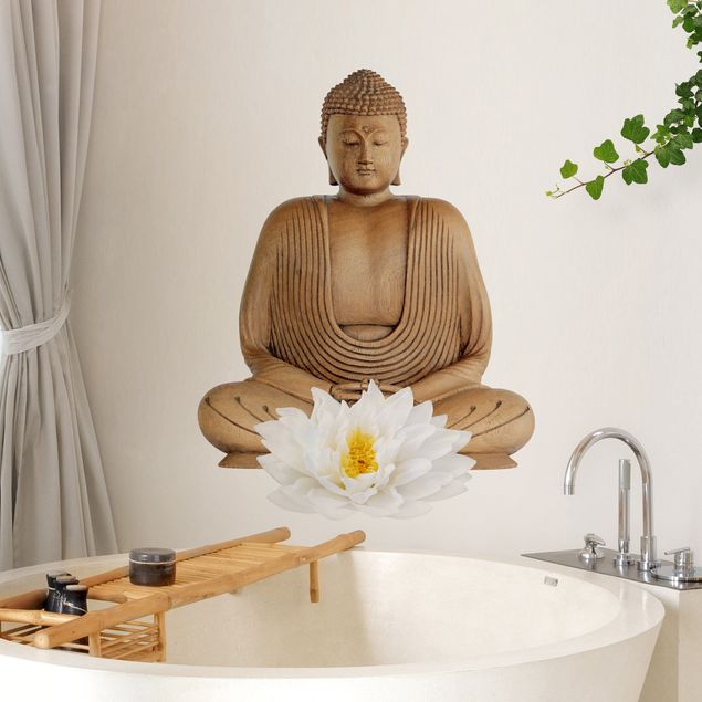 Wandtattoo Lotus Holz Buddha