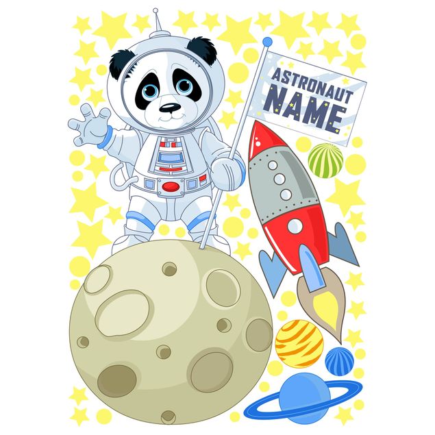 Wandtattoo mit Wunschtext - Astronaut Panda