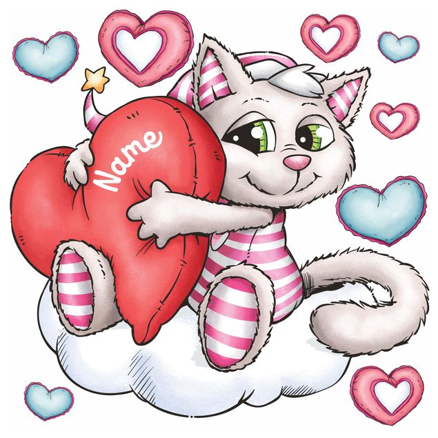 Wandtattoo Tiere Schlafmützen - Katze Kimsi liebt dich