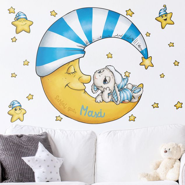 Wandtattoo mit Wunschtext Kinderzimmer - Schlafmützen - Schlummern mit Schaf Wulli