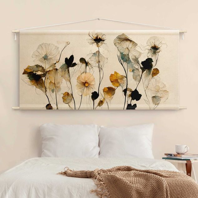Wandbehang Stoffbild Warme Blüten