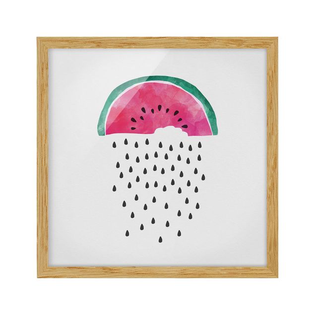 Bild mit Rahmen - Wassermelonen Regen - Quadrat