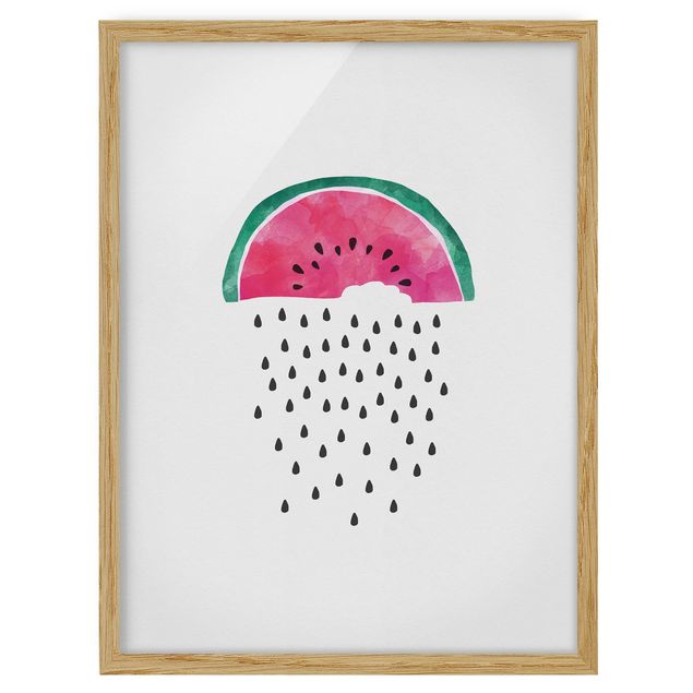 Bild mit Rahmen - Wassermelonen Regen - Hochformat
