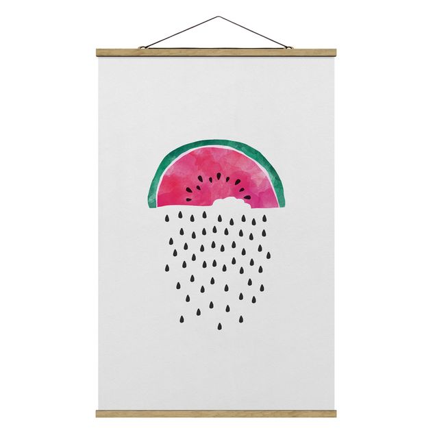 Stoffbild mit Posterleisten - Wassermelonen Regen - Hochformat 2:3