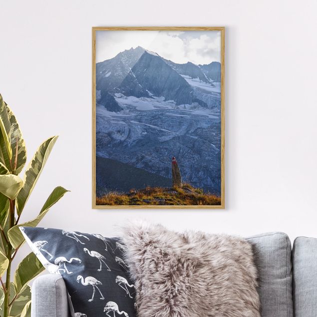 Moderne Bilder mit Rahmen Wegmarkierung in den Alpen