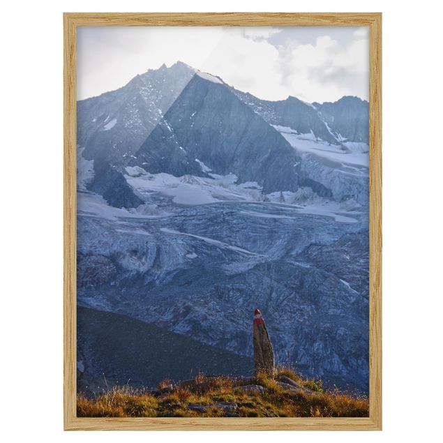 Bilder mit Rahmen Wegmarkierung in den Alpen