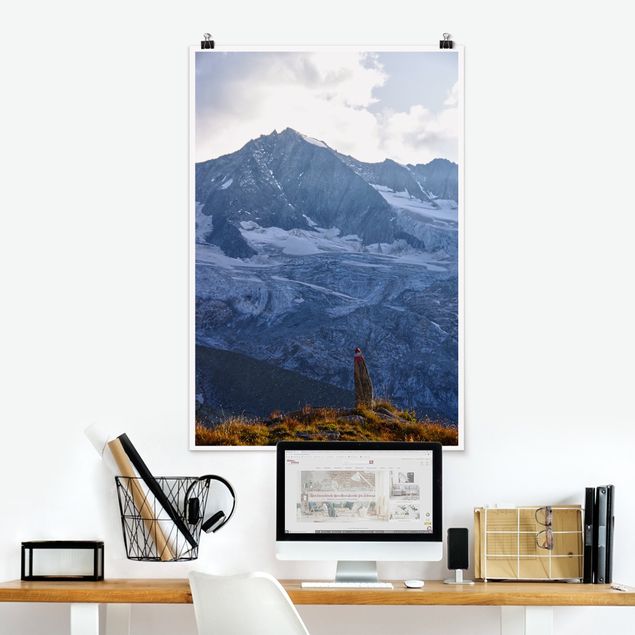 Poster Berge Wegmarkierung in den Alpen