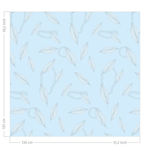 Vorhang Verdunkelung Weide Blätter Muster - Himmelblau
