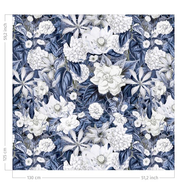 Verdunkelungsvorhänge Weiße Blumen vor Blau