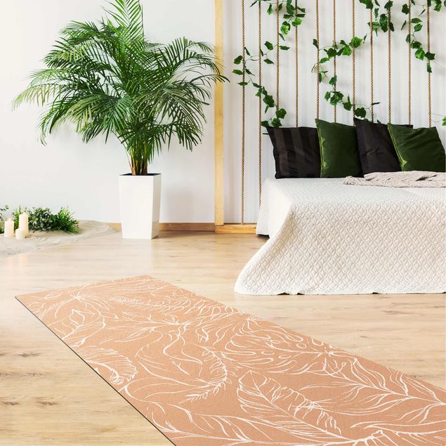 Moderne Teppiche Weißes botanisches Dickicht