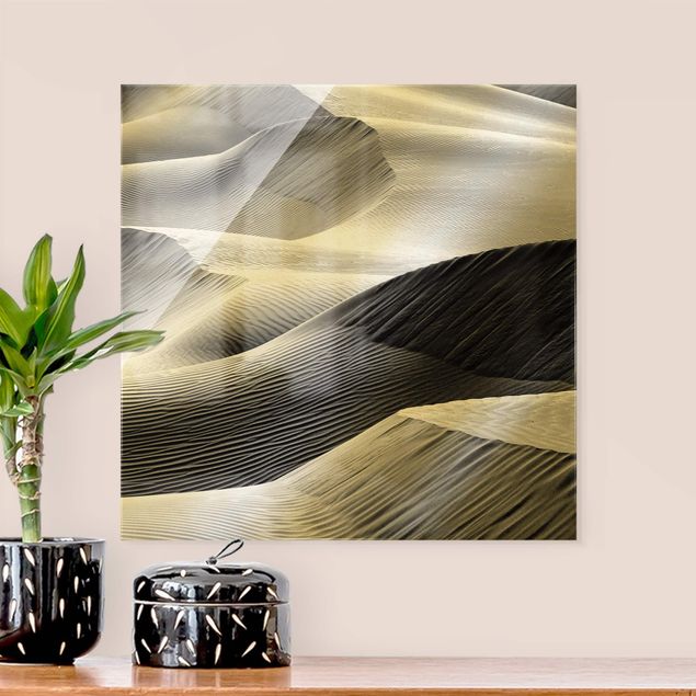 Wandbilder Glas Natur Wellenmuster im Wüstensand