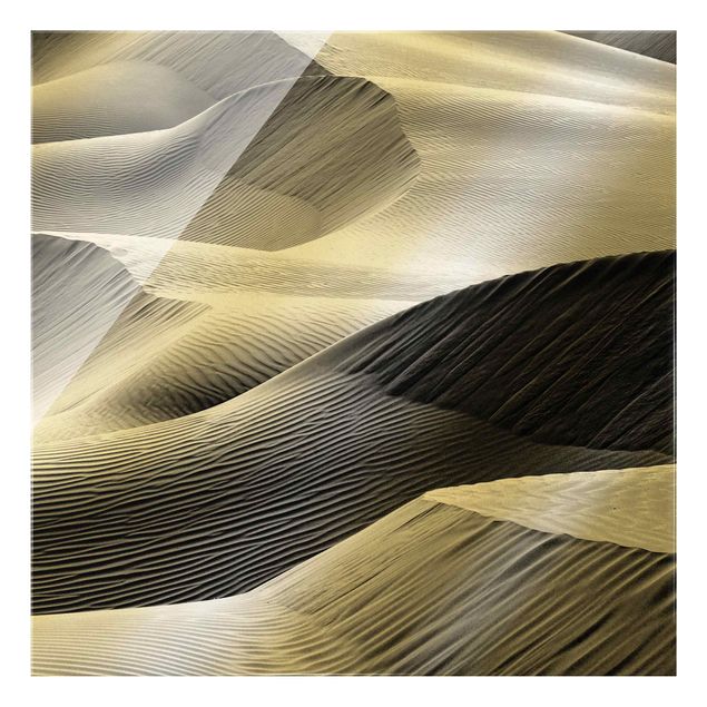 Glasbild - Wellenmuster im Wüstensand - Quadrat 1:1