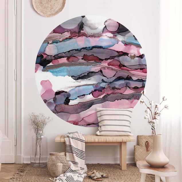 Design Tapeten Wellenreiten in Violett mit Roségold