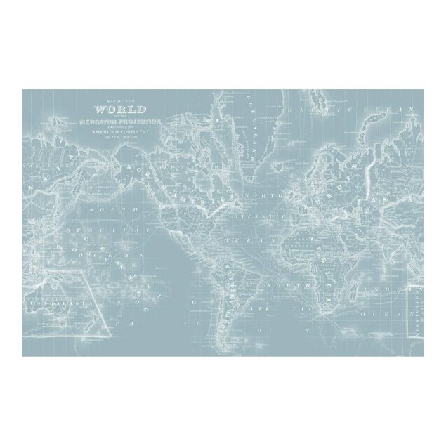 Fototapete - Weltkarte in Eisblau