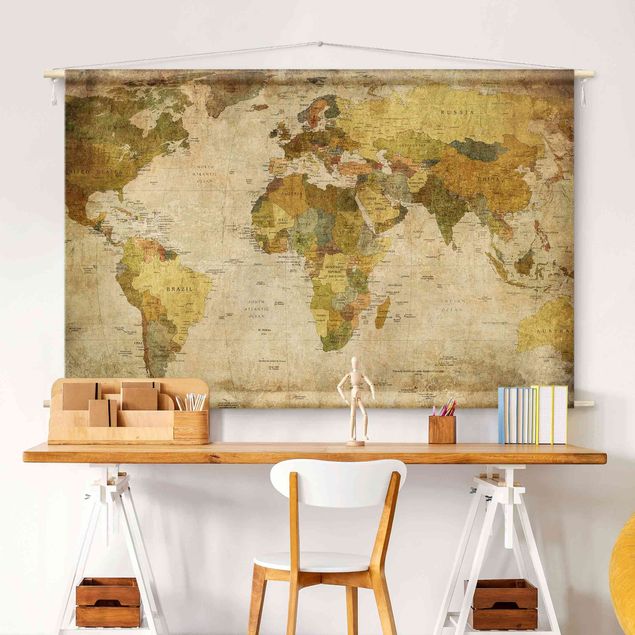 Wandbehang modern Weltkarte