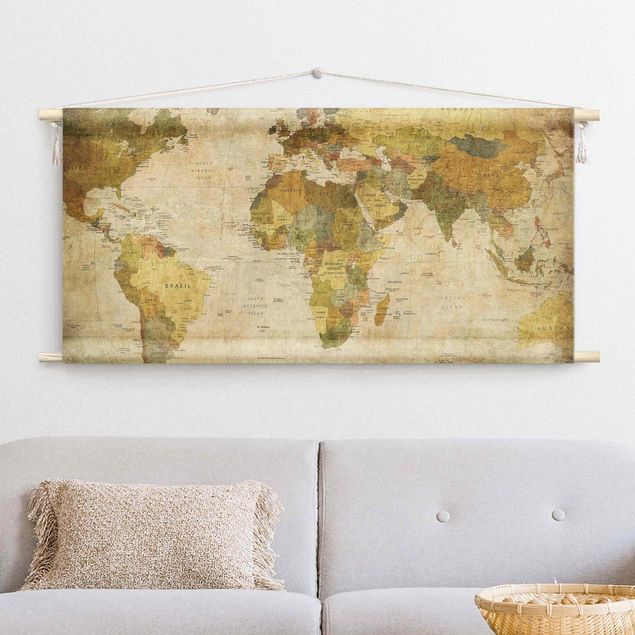 Großes Wandtuch Weltkarte
