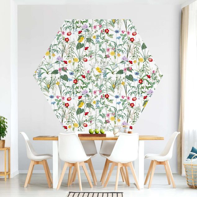 Design Tapeten Wildblumen auf Weiß
