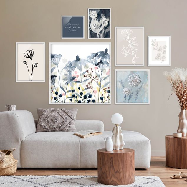 Moderne Bilder mit Rahmen Wildblumen in Aquarell