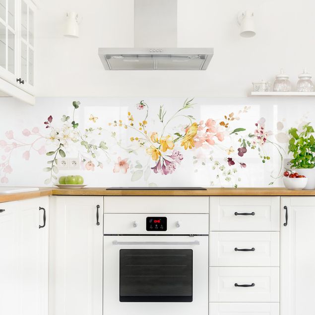 Küchenspiegel Wildblumenranke Aquarell