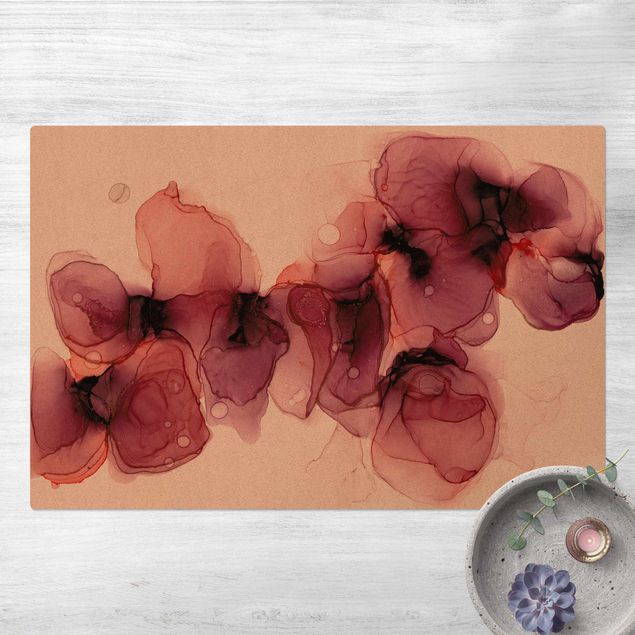Moderner Teppich Wilde Blüten in Violett und Gold