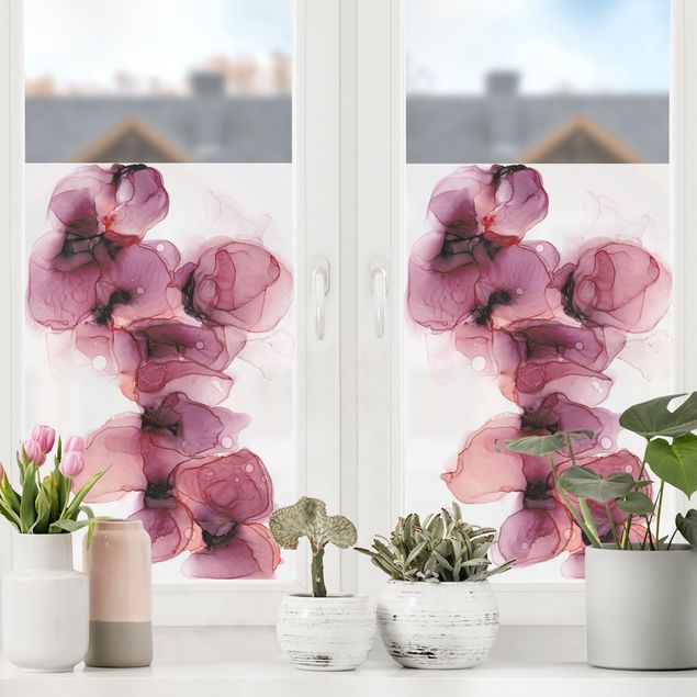 Fensterbilder selbstklebend Wilde Blüten in Violett und Gold