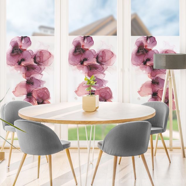 Fensterfolie - Sichtschutz - Wilde Blüten in Violett und Gold - Fensterbilder