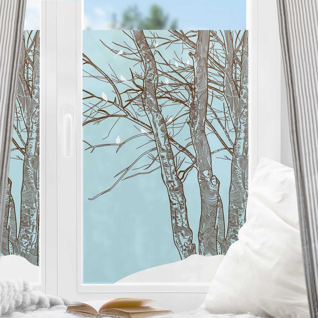 Fensterfolie Winterbäume