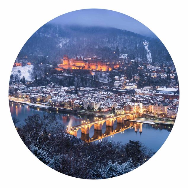 Runde Tapete selbstklebend - Winterliches Heidelberg