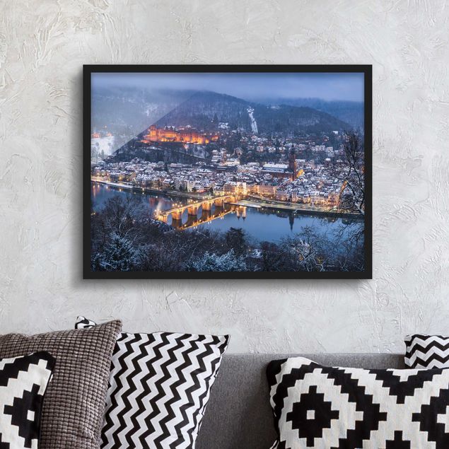 Bild mit Rahmen - Winterliches Heidelberg - Querformat