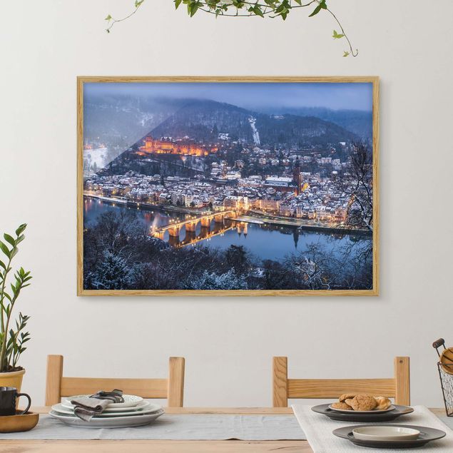 Skylines Bilder mit Rahmen Winterliches Heidelberg