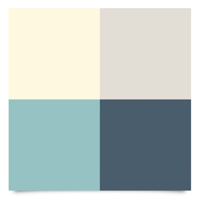 Klebefolien selbstklebend Wohnfarben Quadrate Lagune - Kaschmir Meersand Pastelltürkis Schieferblau