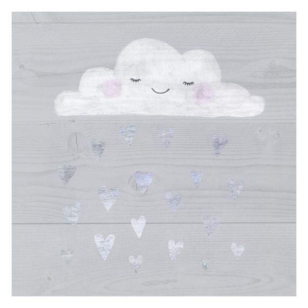 Fototapete - Wolke mit silbernen Herzen