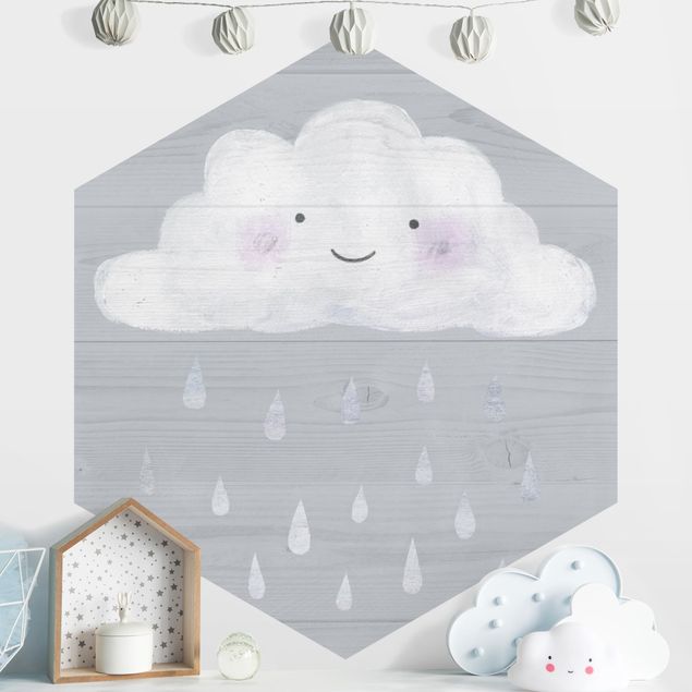 Moderne Tapeten Wolke mit silbernen Regentropfen