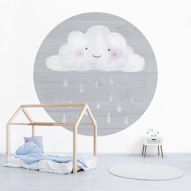 Design Tapeten Wolke mit silbernen Regentropfen